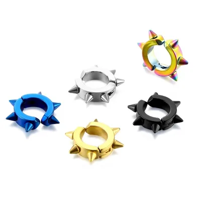 Wholesale Punk Style Spike Hoop Earring Hip Hop Stainless Steel Huggie Ear Ring for Men Women