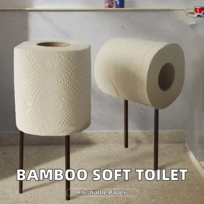 Lampure Manufacturer Custom Bamboo Pulp Soft Roll Toilet Paper Printed Wholesale Hygiene Tissue 3 Ply Flushable
