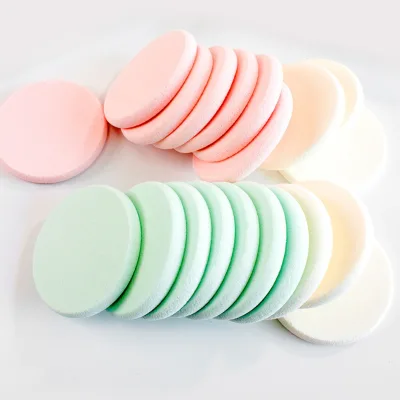 Blue New Fashion Blending Facial Round Multi-colors Soft Face Beauty Rubycell Flocked Beige Wholesale Powder Cosmetic Puffs