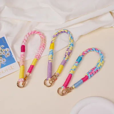 New Color Splicing Mobile Phone Lanyard Hand-woven Short High-end Anti-lost Wrist Strap Mobile Phone Chain for Women