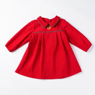 Children's Cotton Long Sleeve Casual Dress Autumn Princess Dress Embroidery Baby Girl Christmas Dresses