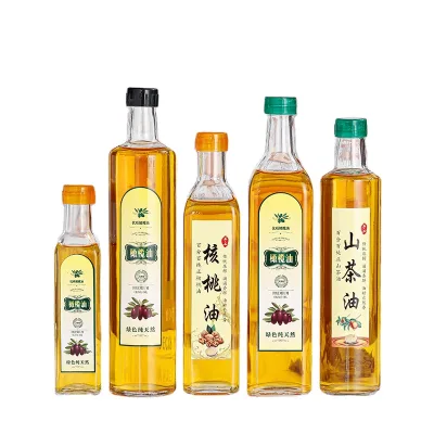 Wholesale Clear Square Olive Oil Glass Bottle with Dispenser Pourer Plug