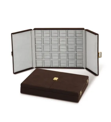 Portable Double Side Opening Jewelry Organizer Bag with Customizable Inserts and Number of Squares Jewelry Organizer Tray