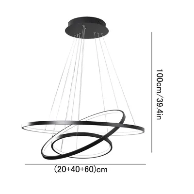 Three-Ring Chandelier Restaurant LED Chandelier Modern Luxury Lighting Living Room Ceiling Gold Chandelier Pendant Lights