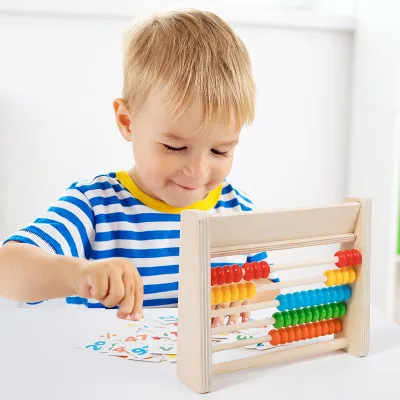 Wooden Abacus for Kids, Educational Math Counting Toy, Preschool Learning Toys Wooden Frame Abacus With Multi-Color Beads