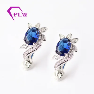 Provence Jewelry 3ct 4ct Oval Cut Lab Grown Sapphire Earrings Moissanite Wedding Party Trendy Classic Jewelry