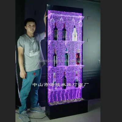 Led Light Color Changing Wine Display with Bubble Affection Bubble Bar for Decoration Plastic Modern Commercial Furniture <40DB