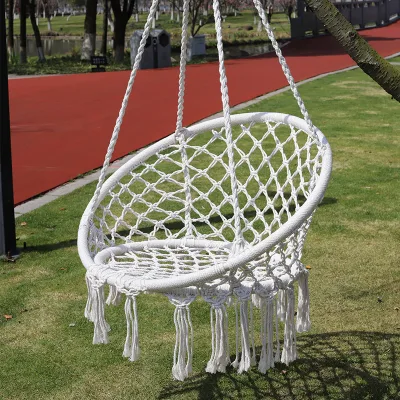Modern Outdoor Single Chair Swing Hammock Hand-Woven Moon Rope for Kids and Adults Folding Camping & Bedroom Hotel Park