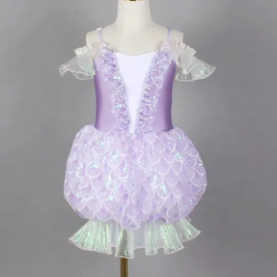Mermaid Cosplay Costumes for Dance Lilac Sequin Stage Performance for Girls Modern Dance Wear