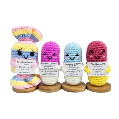 Adorable Crochet Chill Pill with Crochet Candy Emotional Support Gift-Emotional Healing Pill Caring Gift Get Well Soon