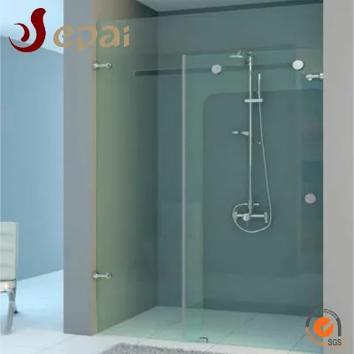 Sliding & Folding Frameless Shower Enclosure with 10mm Tempered Glass Brushed Stainless Steel Square Tray Hotel Use