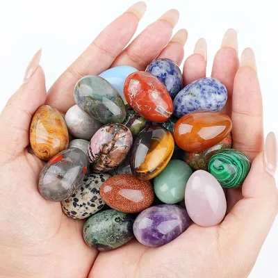 20x30mm Natural Mixed Gemstone Crystal Eggs Reiki Healing Stone Amethyst Mini Easter Eggs for Home Decoration Gifts