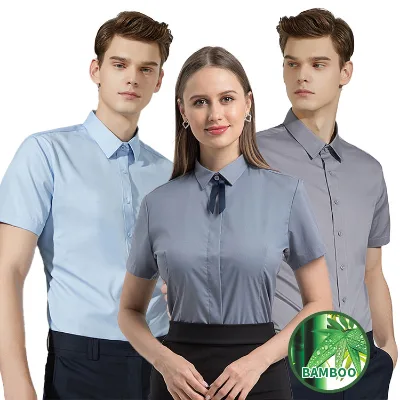 Wholesale Men's Professional Work Short Sleeve Shirt Business Casual Tooling Elastic Anti-Wrinkle Casual Style