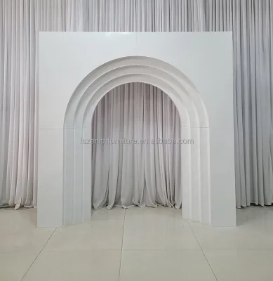 Customizable Luxury Wedding Banquet White Metal 3D Arch Stereoscopic Wedding Backdrop Panel Decoration