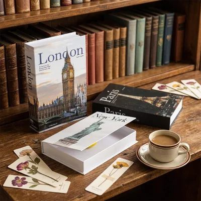 World City Landmark Decor Fake Book Storage Box Magnetic Adsorption Lid Dual Purpose Desktop Decor Book