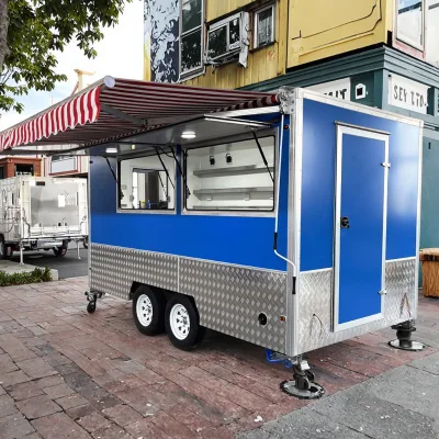 4.2m Snack Food Truck Coffee & Fried Chicken Mobile Cart with Fiberglass & Aluminum Construction Full Equipment Rust Resistant