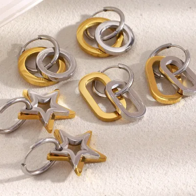 Elegant Stainless Steel Earrings Set Mix Color Gold Plated Anti Tarnish Jewelry Waterproof Stainless Steel Earrings for Women