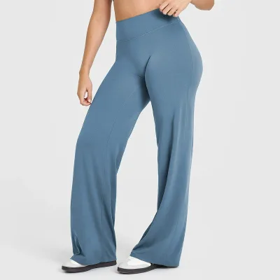 High Quality Quick Drying Hip Lifting Yoga Pants Tight Wide Leg Flared Pants Women Gym Sports Fitness Leggings