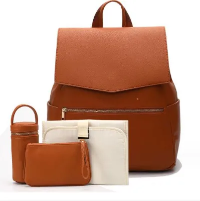 Durable Faux Leather Travel Back Pack Convertible Mini Classic Diaper Bag Backpack with Changing Pad