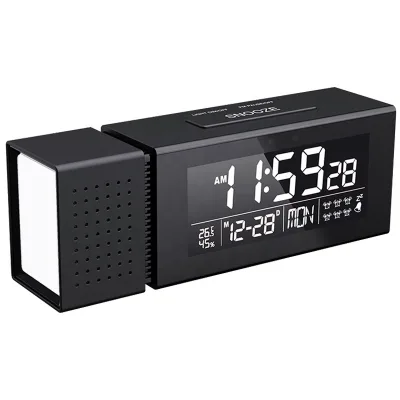 Digital Desk/Table Alarm Clock with Luminova Radio & Calendars-Color-Changing LED Night Light Wall-Mounted Bedroom Clock
