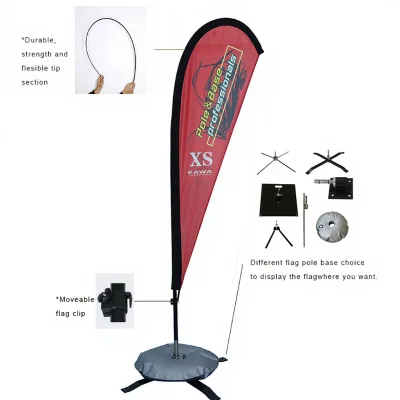 Portable Fiberglass Flag Pole System with Base Lightweight Short Sections for Easy Transport