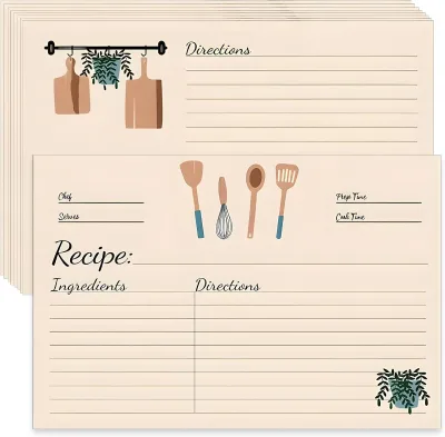 Blank Cardstock Cards for Recording Recipes Kitchen Diaries Bridal Shower Banquet Preparation