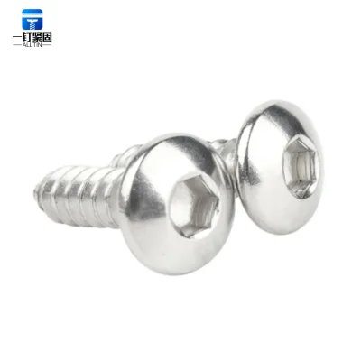 High Quality 304 Stainless Steel Fine Thread Wood Screws M3-M6 Round Head Hexagonal Self Tapping Screws