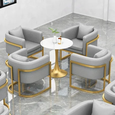 Modern Luxury Marble Table for Living Room Hotel Coffee Shops Catering Milk Tea Business Leisure Negotiations Durable Metal