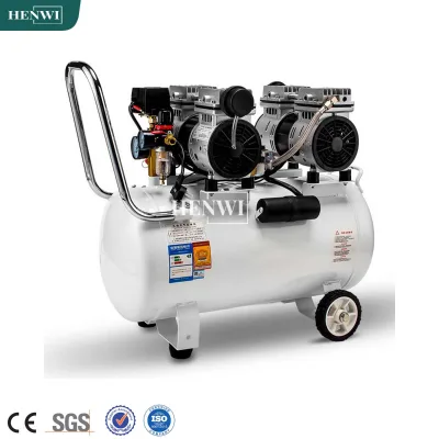Henwi Air Compressor Silent 2HP 1500W Paint Sprayer Oilless Dental Industrial Motor Pump Mini Piston Oil Free Air Compressor
