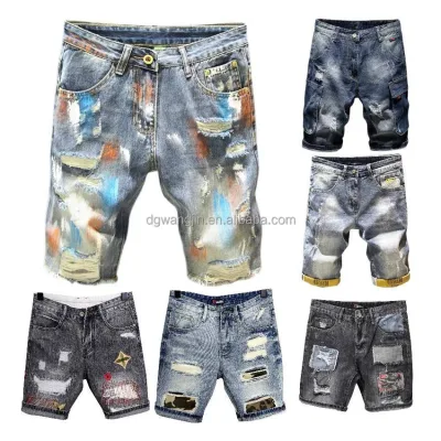 Wholesale Custom Loose Denim Shorts Men's Plus Size Summer Knee Length Washed Denim Shorts