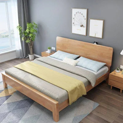 All Solid Modern King Size Oak Bed with Storage Features for Home Use