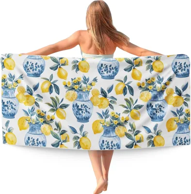 Wholesale 75*150CM Quick Dry Sand Free Towel Beach Cotton Microfiber Beach Towel With Logo Custom Print
