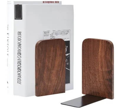 Modern Style Design Simple Type Non-slip Durable Home Office Woodenand Metal Book Ends