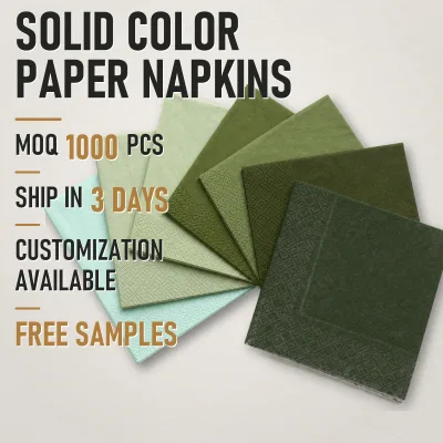 Solid Color Cocktail Luncheon Dinner Paper Napkins Manufacturer 25 33 40cm 2Ply 3Ply Bulk Wholesale Custom Color Factory