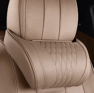 Ergonomic Memory Foam & Nappa Leather Car Neck Pillow for Cervical Support Neck Travel Comfort Auto Interior Headrest Cushion