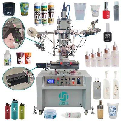 Cylinder Heat Transfer Machine Plastic Bottle Cap Dustbin Wire Hot Stamping Foil Machine with Ceramic Heater Temperature Sensor
