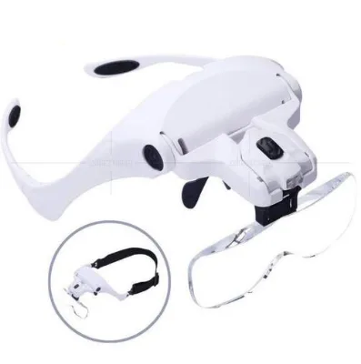 Head-mounted magnifying glass five multiples dual LED lights reading maintenance and inspection magnifying glass