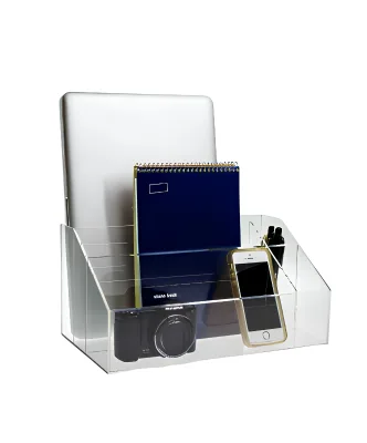 Pencil Slots Note Pad Holder Dividers Disposable Paper Cups Dispenser Acrylic clear Storage Organizer