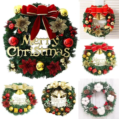 30/50/60cm PVC Christmas Decoration Simulation Window Door Hanging Christmas Shopping Mall Scene Layout Christmas Garland Wreath