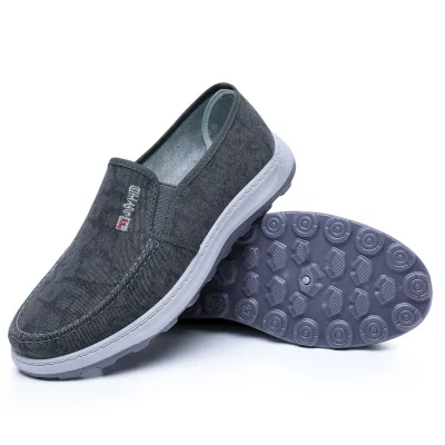Anti slip Slip on Denim Upper Mens Denim Upper Flat Walking Shoes Sneakers Men Walking Driving Shoes Flats