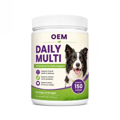 Private Label Pet Nutritional Supplements for Dog Cat Skin Coat Support Shedding Itch Relief Healthy Vitamin Chews Soft