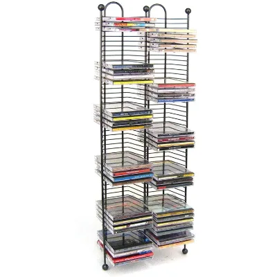 Nestable 52 DVD/BluRay Games Tower - Gunmetal DVD Rack