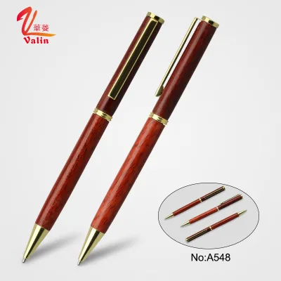 Hot Selling Personalized Engraving Slim Red Wood Fountain Pen Promotion Wooden Ballpoint Pen Custom Logo Printing