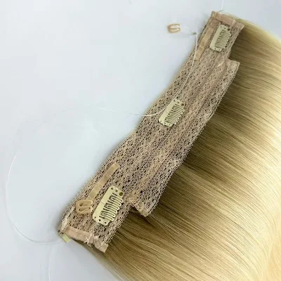 Cuticle Aligned Virgin Human Hair Halo Extensions Salon Quality Invisible Wire Seamless No Clip Double Drawn Wholesale OEM Grade
