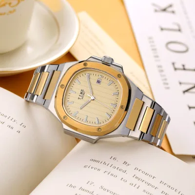 Classic Fashion Business Unisex Square Analog Sport Watch Miyota Pointer Quartz Luminous Date Sapphire Crystal 5BAR Waterproof