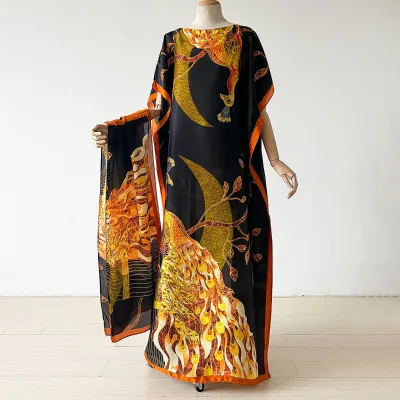 New Chinese Printed Polyester Summer Scarf Ladies Ethnic Floral Daily Dress Take Trip Beach Vacation Sunscreen Blouse Shawl Robe