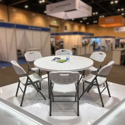 Factory Direct EARTH Brand BF1 Portable White HDPE Plastic Folding Table Large Indoor/Outdoor Promotion Table for Exhibition