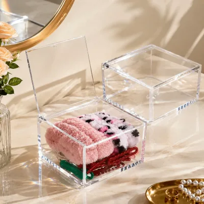 Thickened High Transparency Flip Acrylic Storage Box, Cosmetic Sample Packaging Box, Mini Miscellaneous Item Sorting square Box