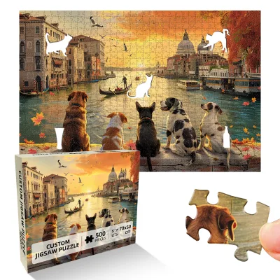500 Pieces Custom Paper Jigsaw Puzzle Animals Dogs Sunset Landscape Adult Kids Educational for Home Decor Wall Art High Quality