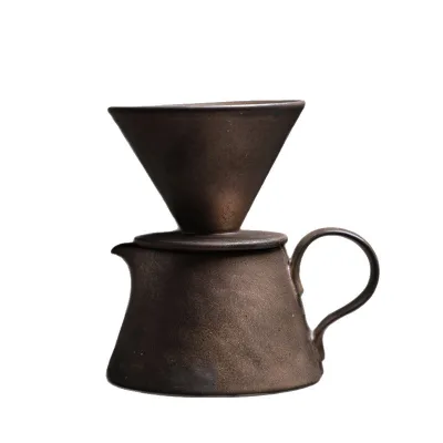 Vintage Eco-Friendly Ceramic Coffee Pot Set Hand-Brewed Coffee Pot Cross-Border Supply Sharing Pot for Funnel Coffee Filter Cup